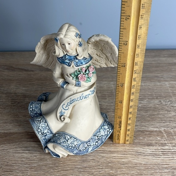 Vintage 2003 Sarahs Angels Godmother Angel Figurine by Cheri Lane Ivory Blue - Picture 7 of 9